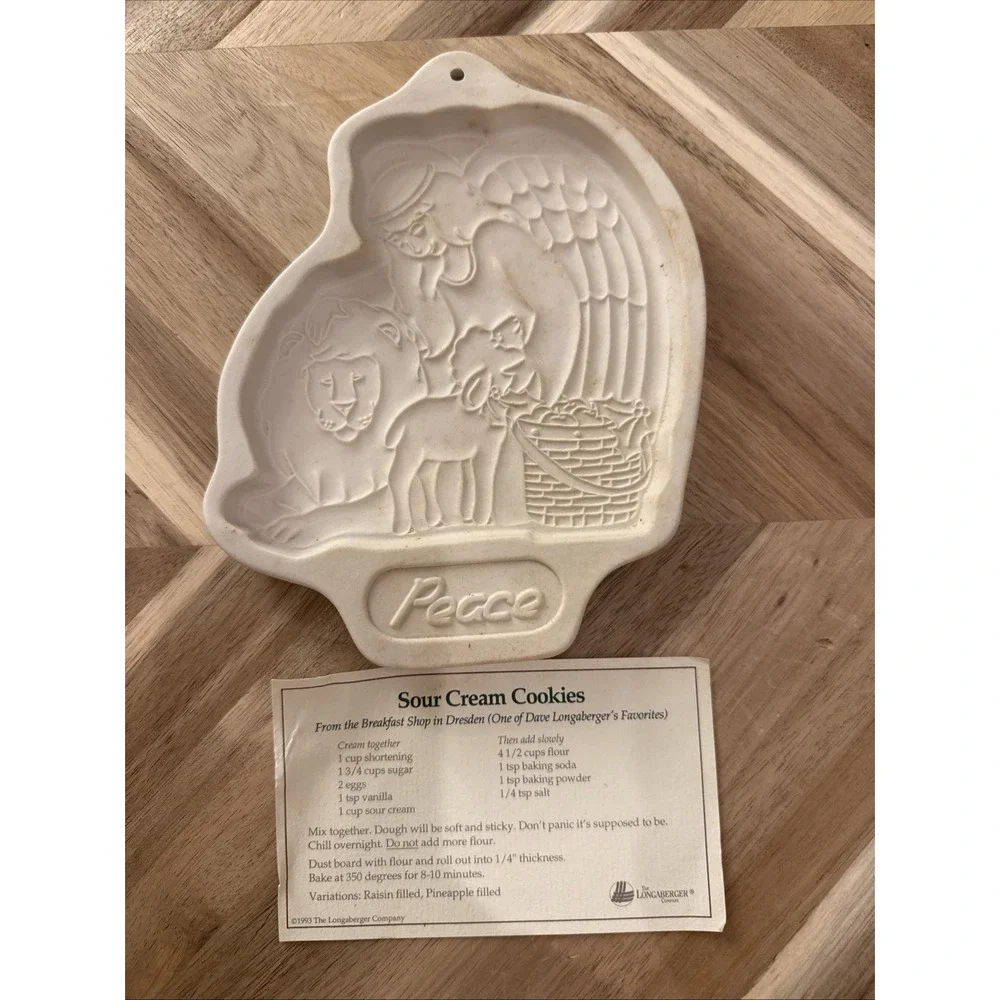 VTG 1993‎ Longaberger Pottery Germany Angel Series Peace XMAS Cookie Mold/Recipe